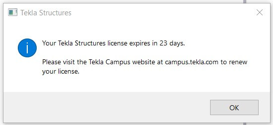 Tekla license expire